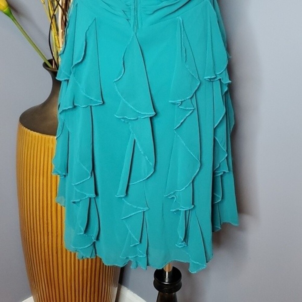 City Triangles Strapless Chiffon Ruffle Dress in Teal Size 15 NWT - Picture 10 of 15